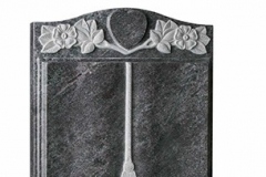 Carved wild roses surround a heart ideal for a phot or carved initial - shown in bahama blue granite.headstone 30" (h) x 24" (w) x 4" (d)Base 4" (h) x 30" (w) x 12" (d)Product code -  16091