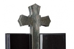 The 42" cross forms the majestic centrepiece to this unusual book style memorial carved rose is the stand-out feature of this classically designed book memorial - shown in black and tropical green granite.page 26" (h) x 16" (w) x 3" (d)cross 42" (h) x 18" (w) x 4" (d) Base 3" (h) x 36" (w) x 12" (d)Product code -  16096