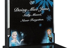 From beautifully simple designs to full-face sandblast and painted scenes this organically shaped headstone provides the perfect canvas - shown in black granite.headstone 21" (h) x 17" (w) x 3" (d)Base 3" (h) x 18" (w) x 12" (d)Product code -  16161