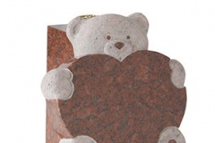 Teddy bears have always been a comfort for children. This heart and vase rest incorporates the teddy as its central feature - shown in ruby red granite.tablet 12" (h) x 12" (w) x 2" (d)vase rest 10" (h) x 5" (w) x 5.25'/8" (d)Base 2" (h) x 12" (w) x 12" (d)Product code -  16169