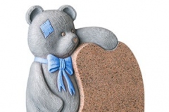 A full sized headstone and 'patch' the bear who can be painted in any colour - shown in black granite.headstone 27" (h) x 21" (w) x 3" (d)Base 3" (h) x 24" (w) x 12" (d)Product code -  16175