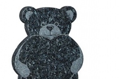 A sandblast teddy and heart memorial - shown in blue pearl granite.headstone 22" (h) x 16" (w) x 2" (d)Base 2" (h) x 18" (w) x 12" (d)Product code -  16182