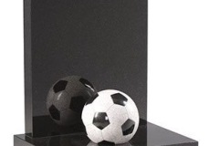 Football 9" diameter made of black and rose white granite, suitable for a football fan young or old, any team or sport can be represented - shown in dense black granite.headstone 33" (h) x 21" (w) x 3" (d)Base 3" (h) x 24" (w) x 18" (d)21Product code - EC231