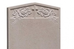 This beautiful headstone is carved with a cross and rose design - shown in nabresina.headstone 27" (h) x 21" (w) x 3" (d)Base 3" (h) x 24" (w) x 12" (d)Product code -  16124
