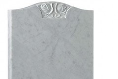 The traditional 'ogee' shaped headstone is enhanced by the beautifully carved rose design - shown in carrara marble.headstone 27" (h) x 21" (w) x 3" (d)Base 3" (h) x 24" (w) x 12" (d)Product code -  16131