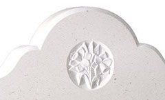 A churchyard style memorial of the highest quality incorporating a hand carved lily. shown in Brenna stoneheadstone 33" (h) x 21" (w) x 3" (d)Base 6" (h) x 24" (w) x 6" (d)18Product code -  EC174