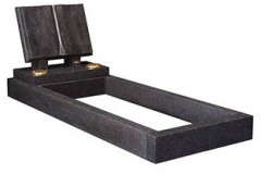 A book memorial with carved cord and tassel sits on a base which can be bored for flower containers - shown in dark grey granite
Overall 36" (h) x 30" (w) x 78" (d)
Product code - 16081