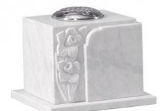 A carved marble vase - shown in cararra marble.vase 8" (h) x 10" (w) x 8" (d)base 1" (h) x 12" (w) x 10" (d)Product code -  16208